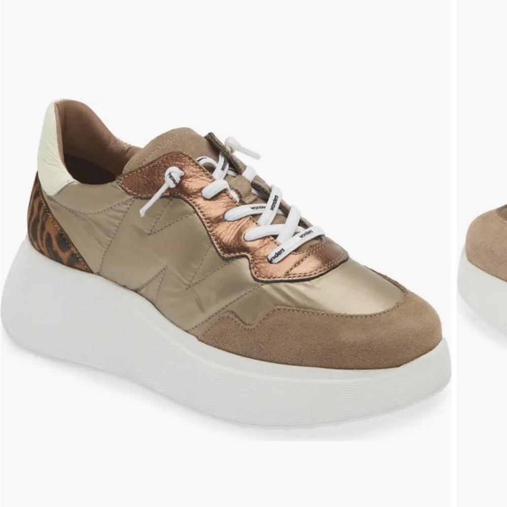 Women's Metallic Bronze and Tan Sneakers